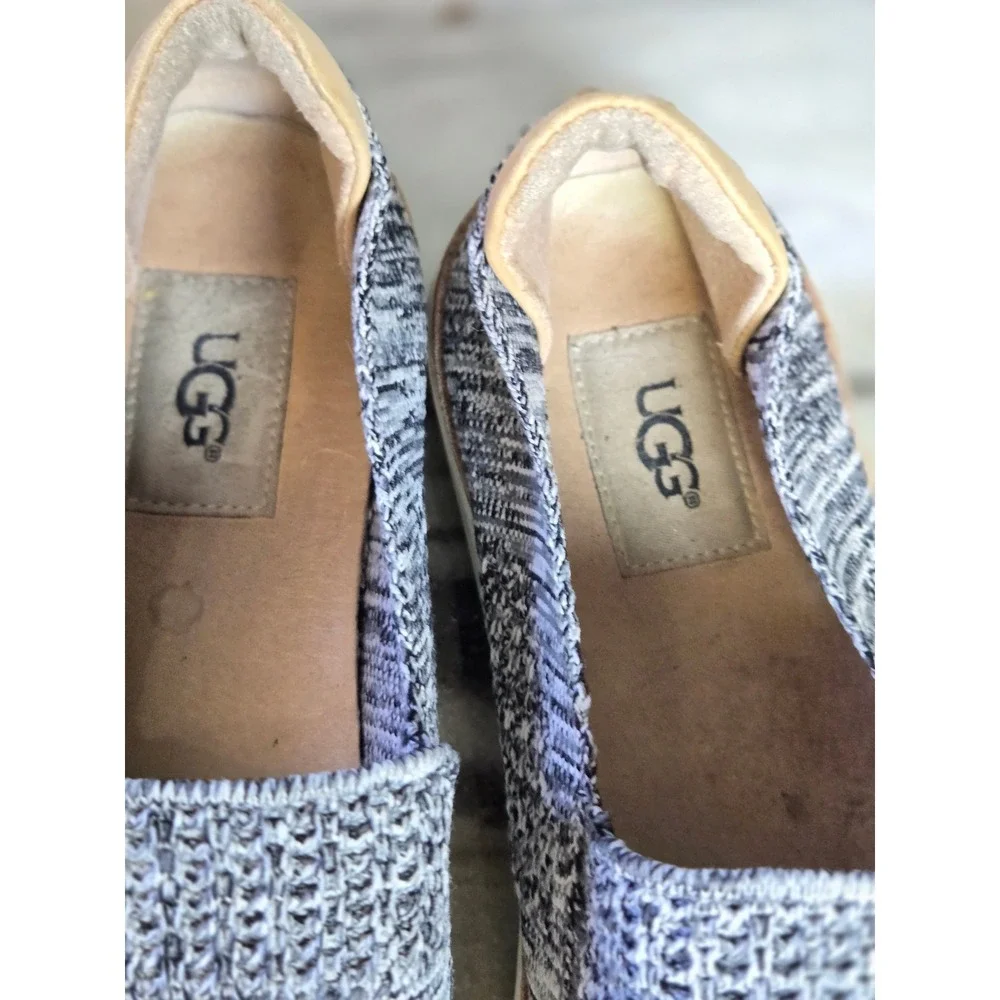 UGG‎ Sammy Chevron Knit Slip On Sneakers Grey White Marl 8.5